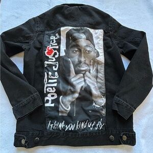 Chemistry Jacket Mens Medium Black Tupac Poetic Justice Denim Hip Hop Graphic